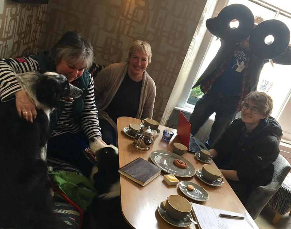 Another productive staff meeting at Inn On The Square with Zak & crew under the watchful eye of billy big eyes
