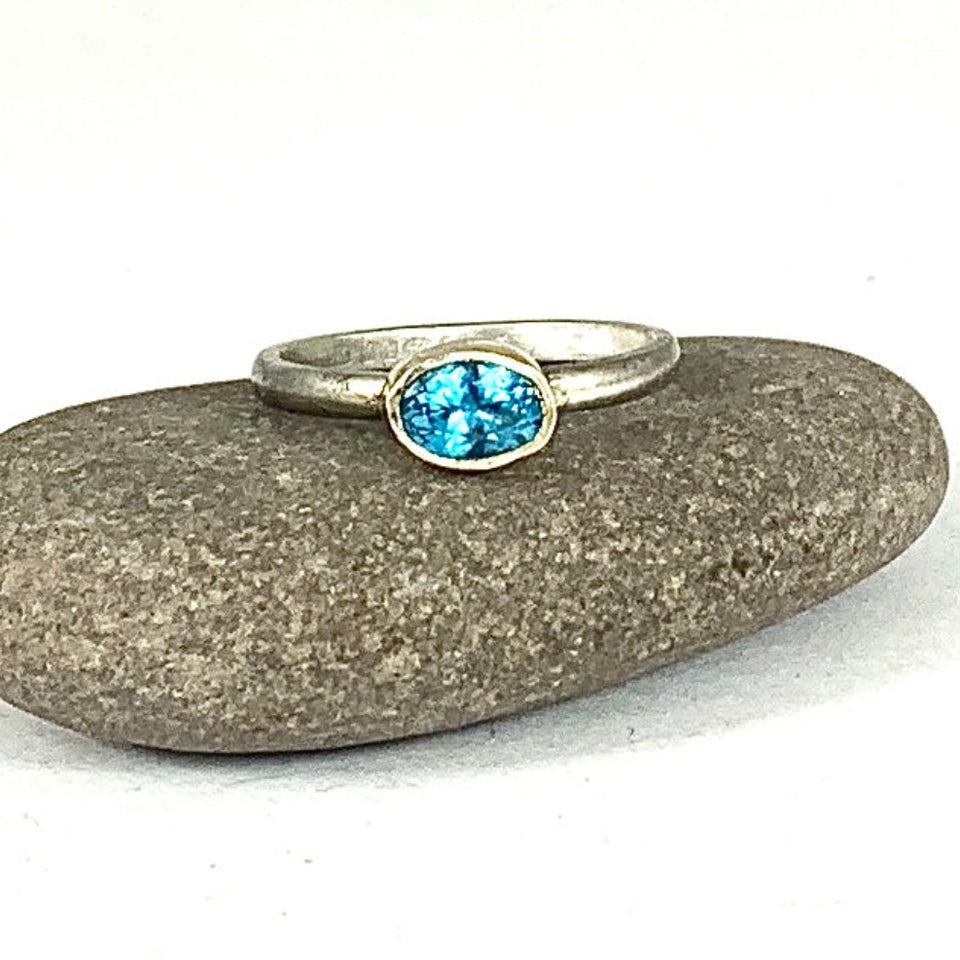 9ct Gold & Silver Gemstone Rings - Oval