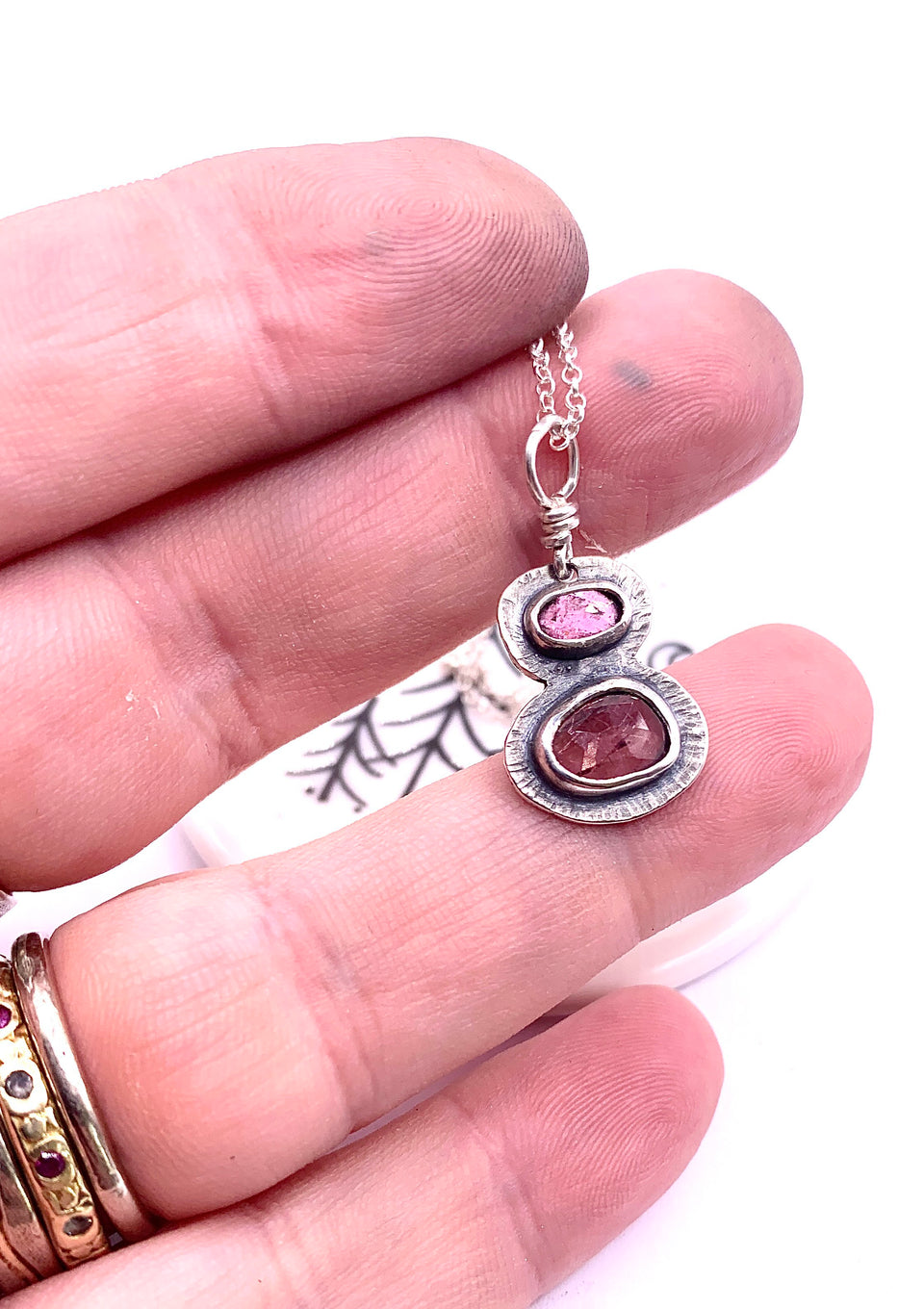 Northern Fells Wainwrights Pendant and Earring Set with :Pink Tourmaline