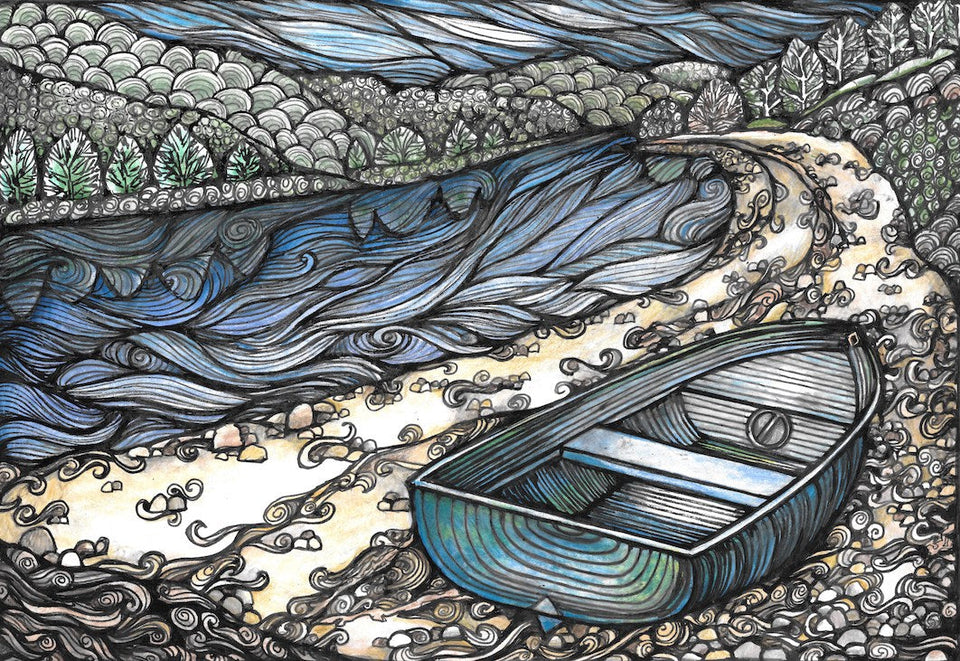 Blue Boat - Fine Art Print by Jennifer Guest Art