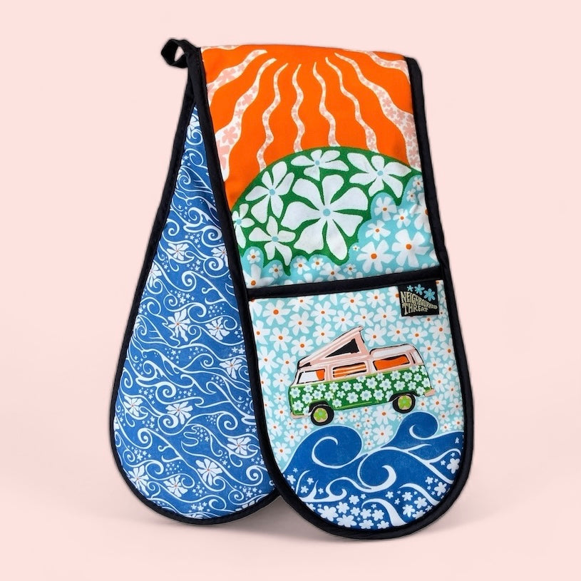 Run To The Sun Double Oven Gloves - by The Neighbourhood Threat