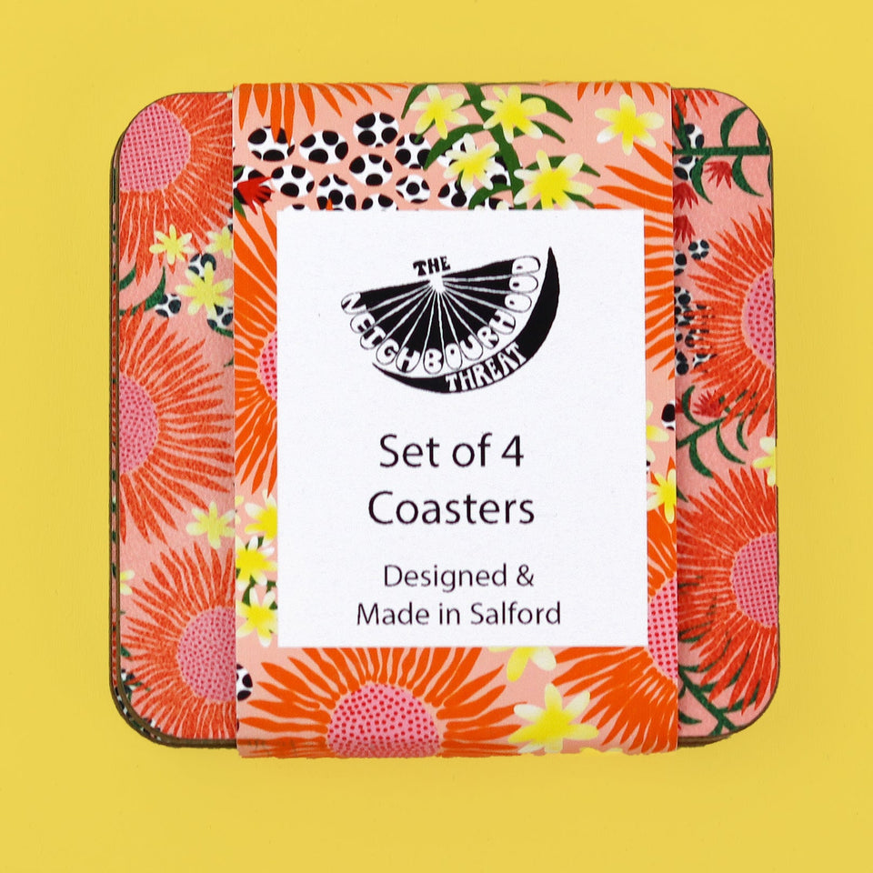 Peachy Floral Coasters by The Neighbourhood Threat