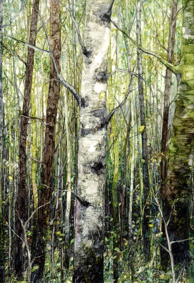 Silver Birch - Print of alcohol inks by Sarah Stoker