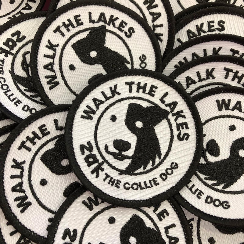 'Walk the Lakes' Hiking Patch - 'Zak the Collie Dog' Collection