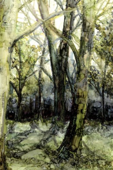 Beech Woods - Print of alcohol inks by Sarah Stoker