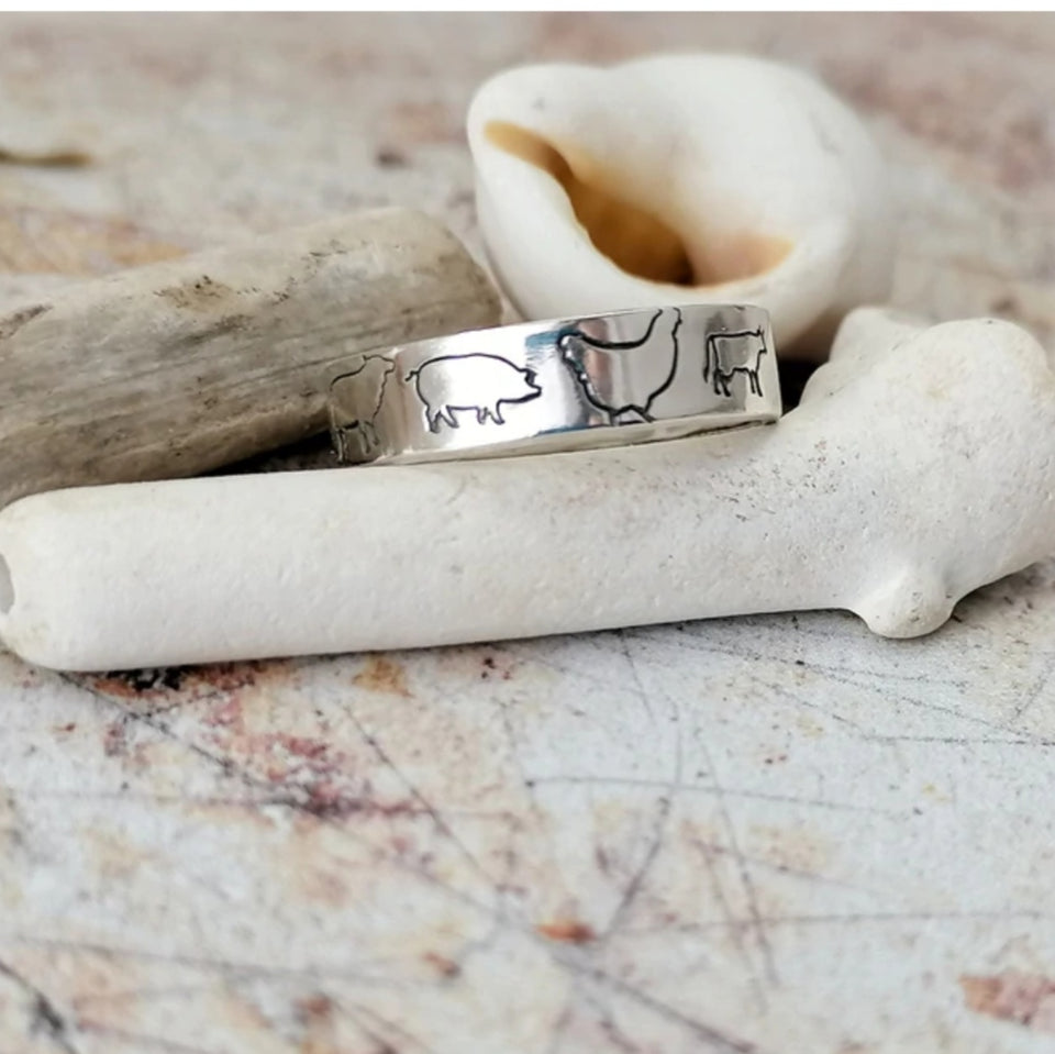 Farm Animal Collection Ring - Recycled Sterling Silver