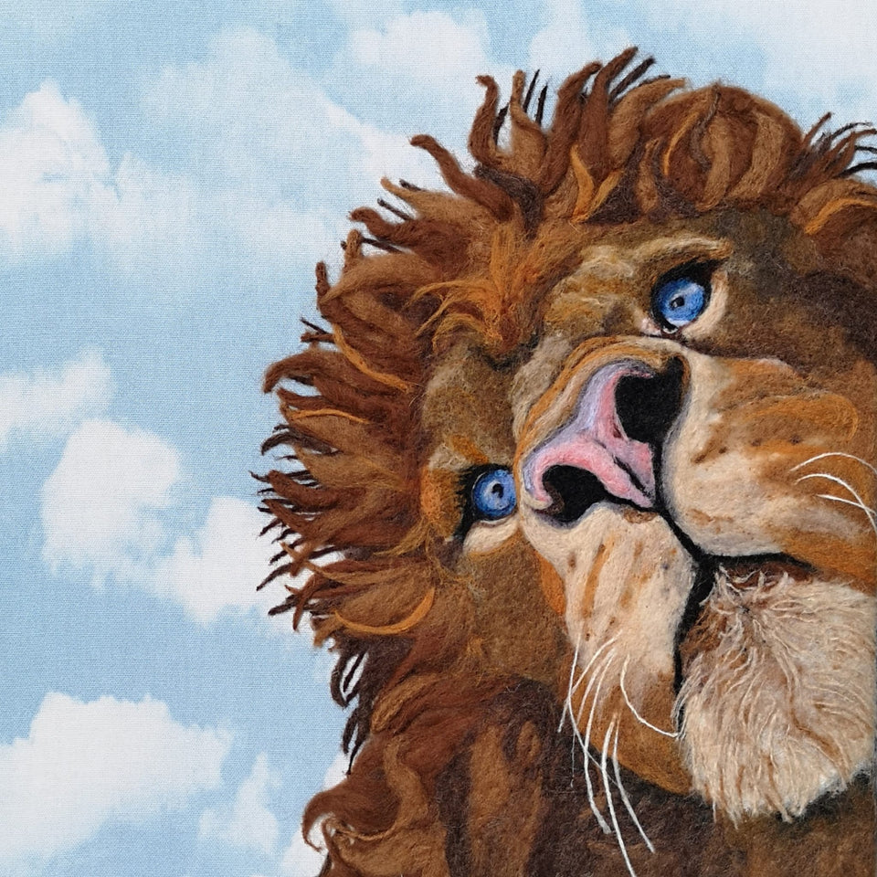 Lion King - an original needle felted picture by Valentina Vandome Felting Art