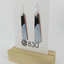 Black and White Dangle Copper Enamel Earrings with White Drawn Detail