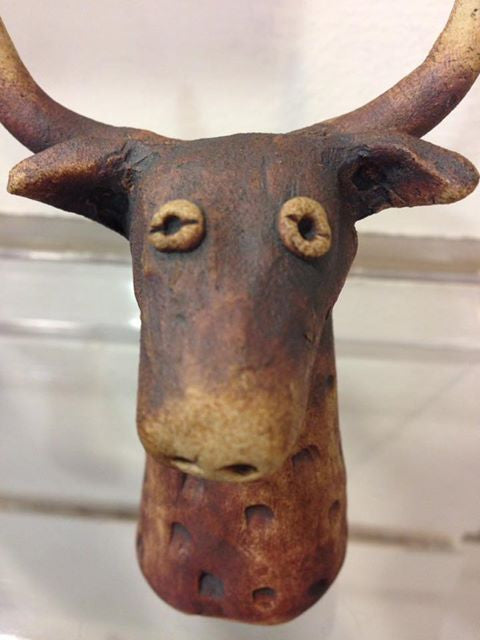 "Mooo, I'm a Sarah Robley handmade ceramic bull, and I've just been fired!!"