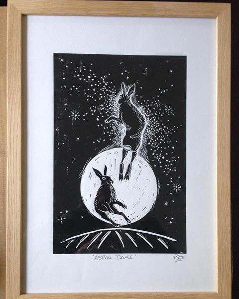 ‪A lino print by the talented Phil Stuttard, framed by local Studio18 in Cumbrian oak hopping out of Cherrydidi today