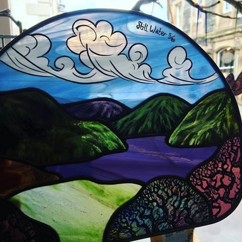 ‪Not surprising on this sunny day 'still water' a stained glass piece by Juliet Forrest has found a new home!