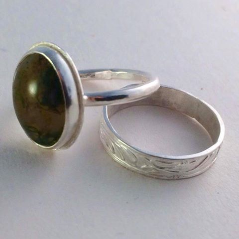 This beautiful moss agate double ring has just arrived by the talented Jeannie Heeley-Creed Jewellery, we love them!