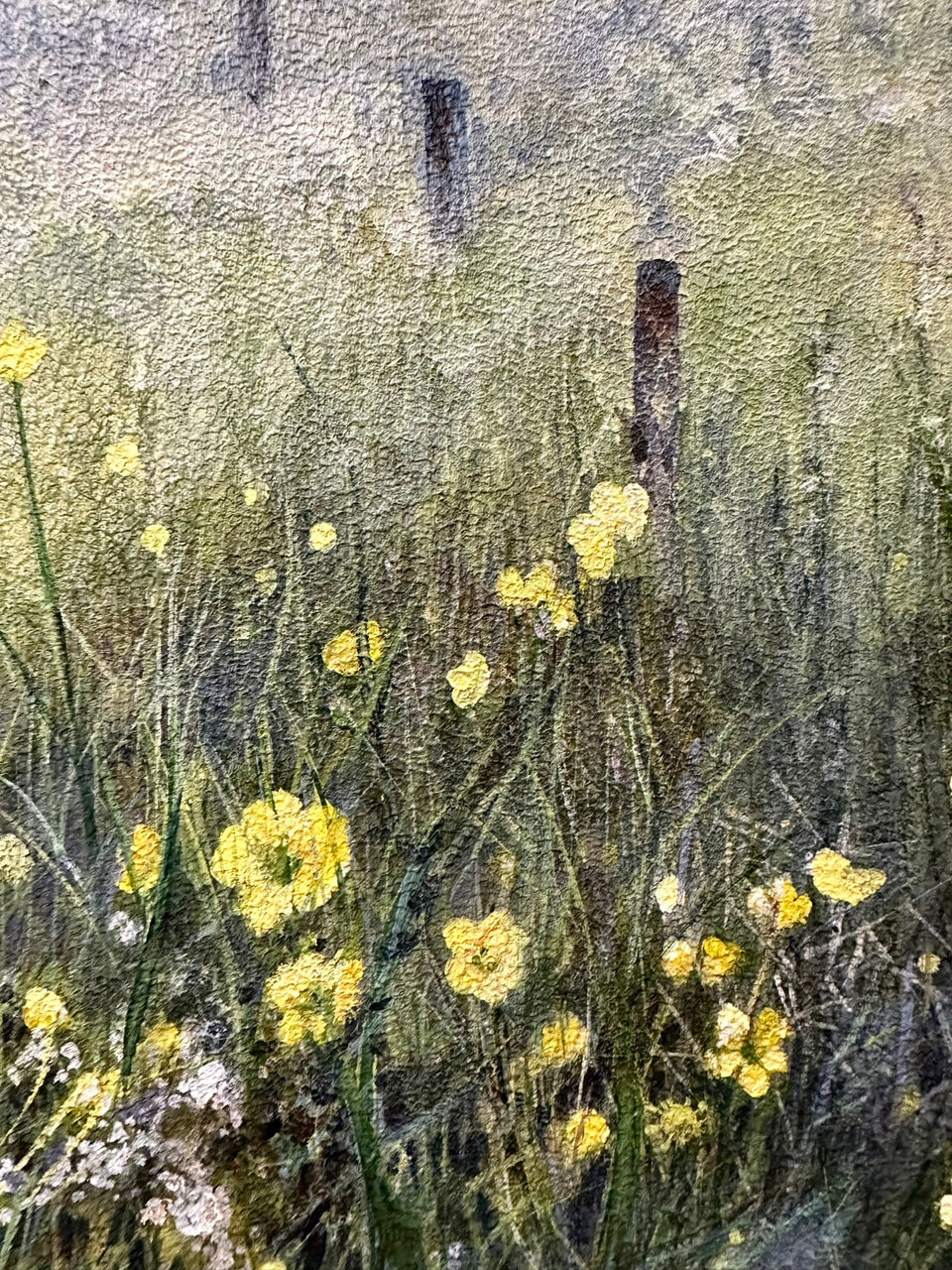 Buttercup Meadow on a wooden panel - Original by Sarah Stoker