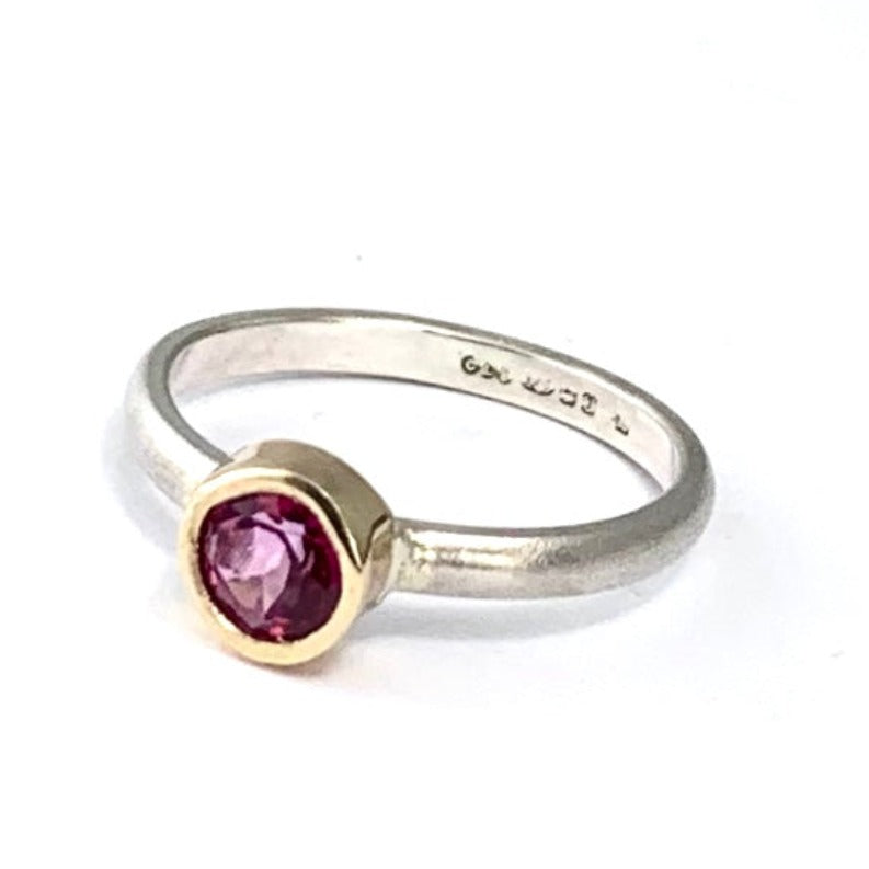 9ct Gold & Silver Gemstone Rings - Round