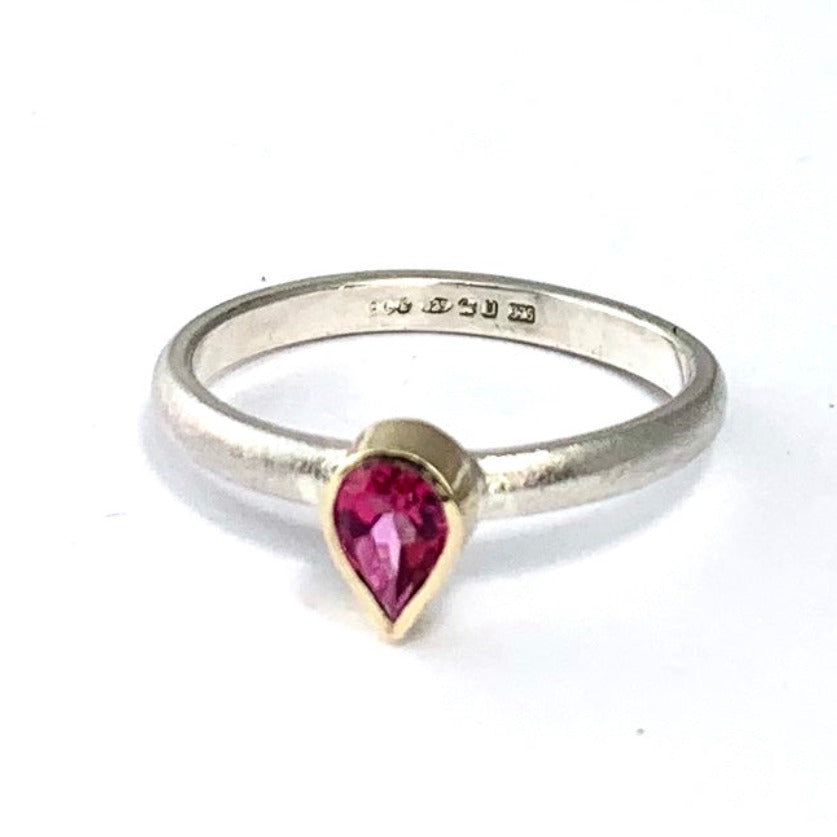 9ct Gold & Silver Gemstone Rings - Pear