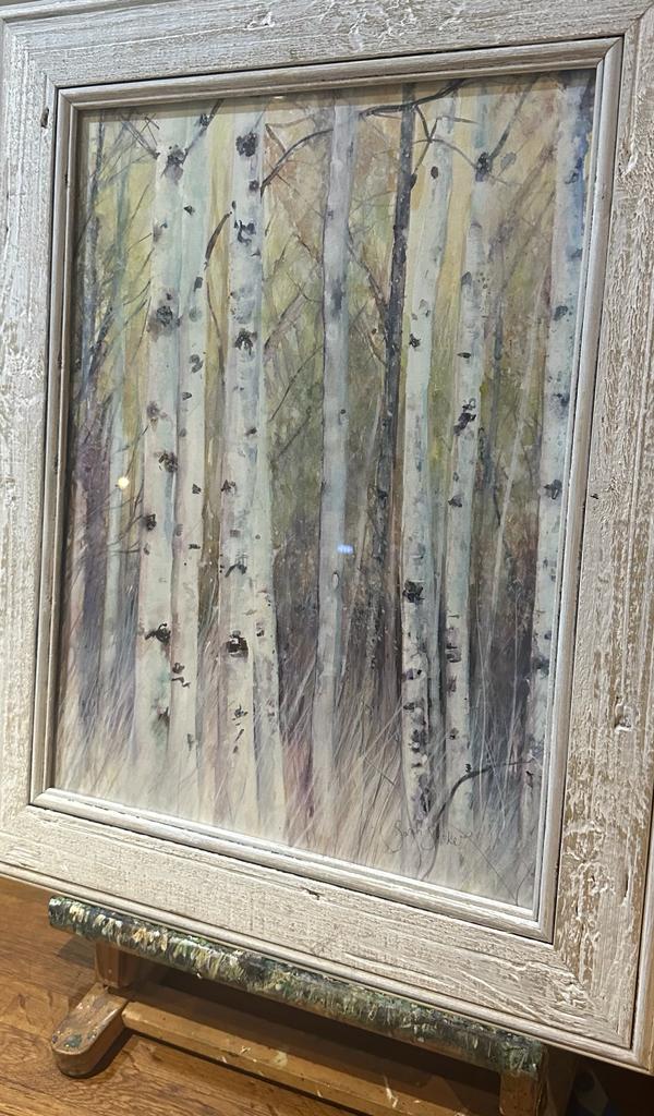 Original watercolour of silver birch by Sarah Stoker