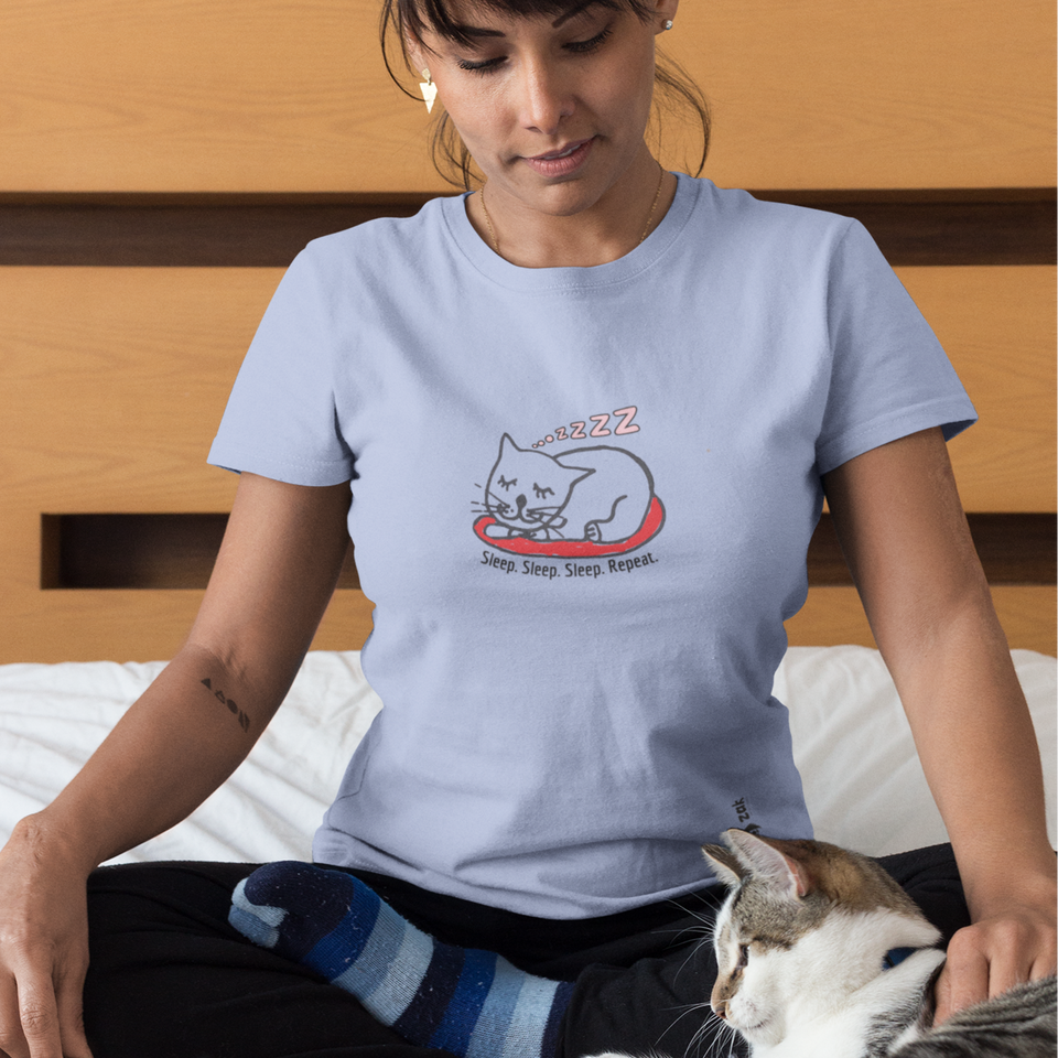 Sleep Sleep Sleep Repeat - Cat Tee - Unisex Organic Cotton T-shirt