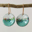 Enamel on Copper Textured Dangle Earrings in Jade and White with Colourful Glass Sprinkles