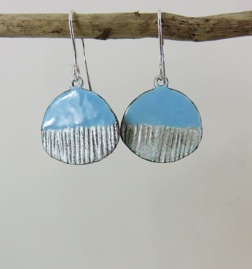 Textured Copper Turquoise Enamel with Silver Shimmer