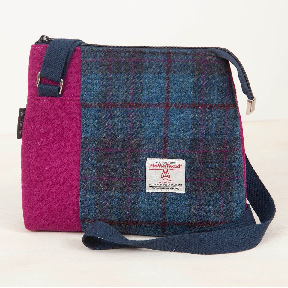 Harris Tweed Crossbody Bag - Pink & Blue