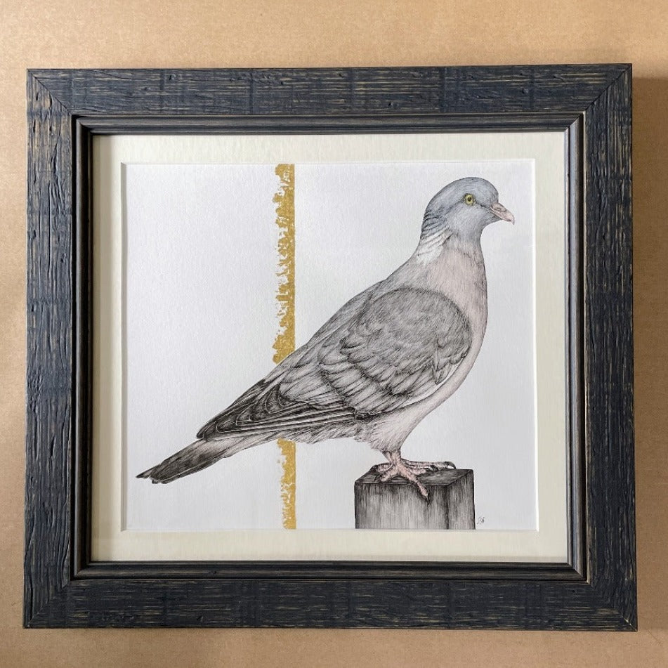 Original Artwork Pigeon Embellished with Gold