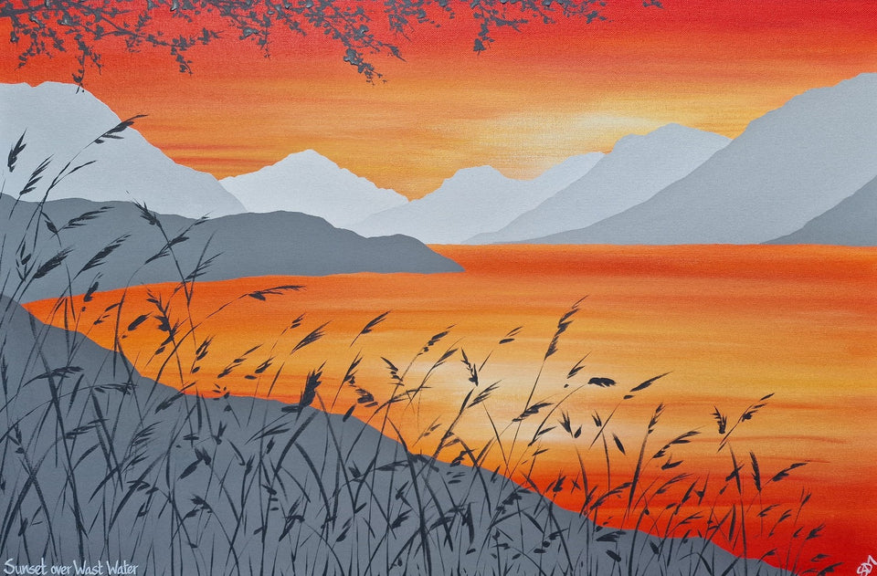 Original - Sunset over Wast Water - 30x20" Boxed Canvas