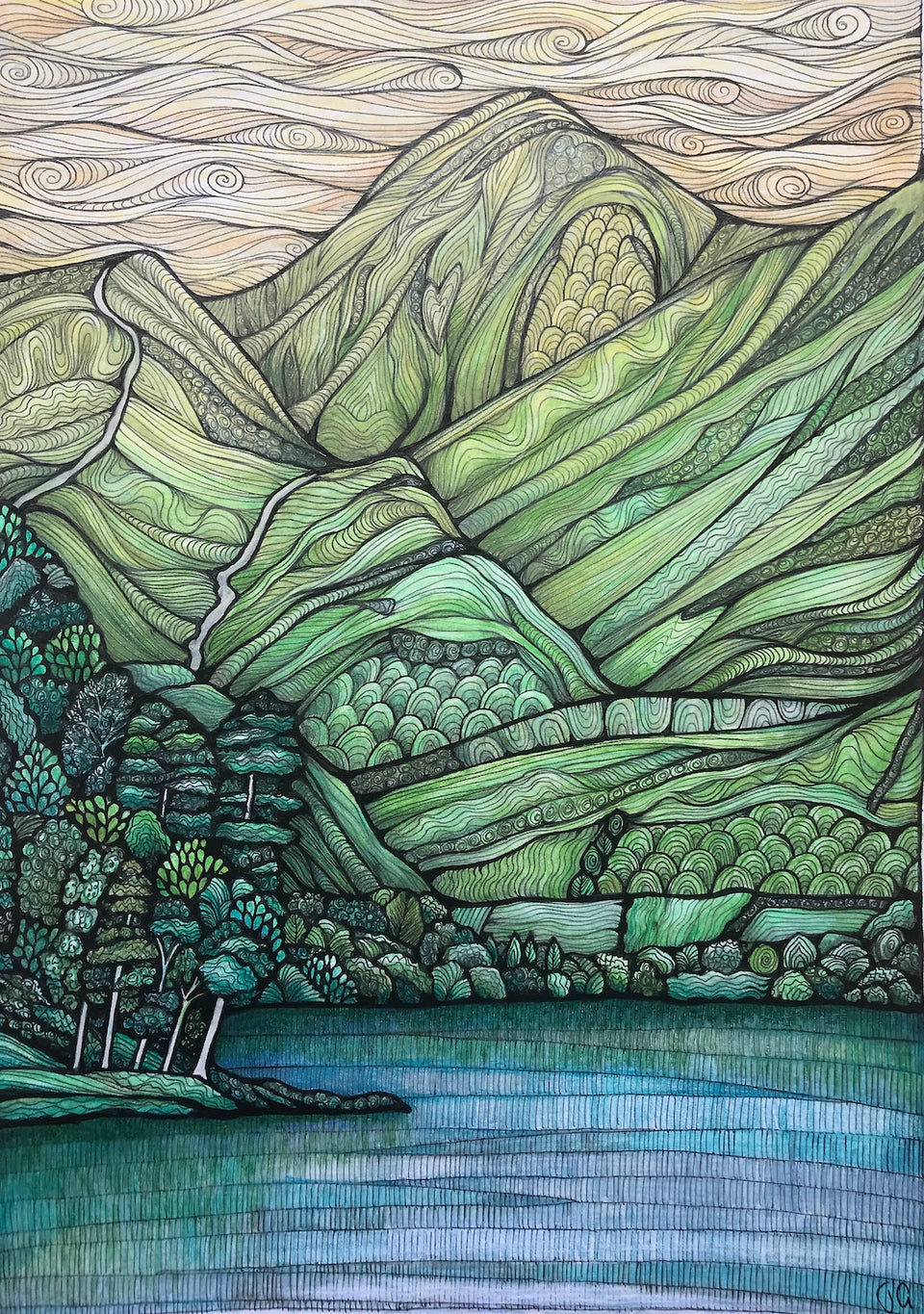 Skiddaw - Framed Original Pen & Pencil Drawing