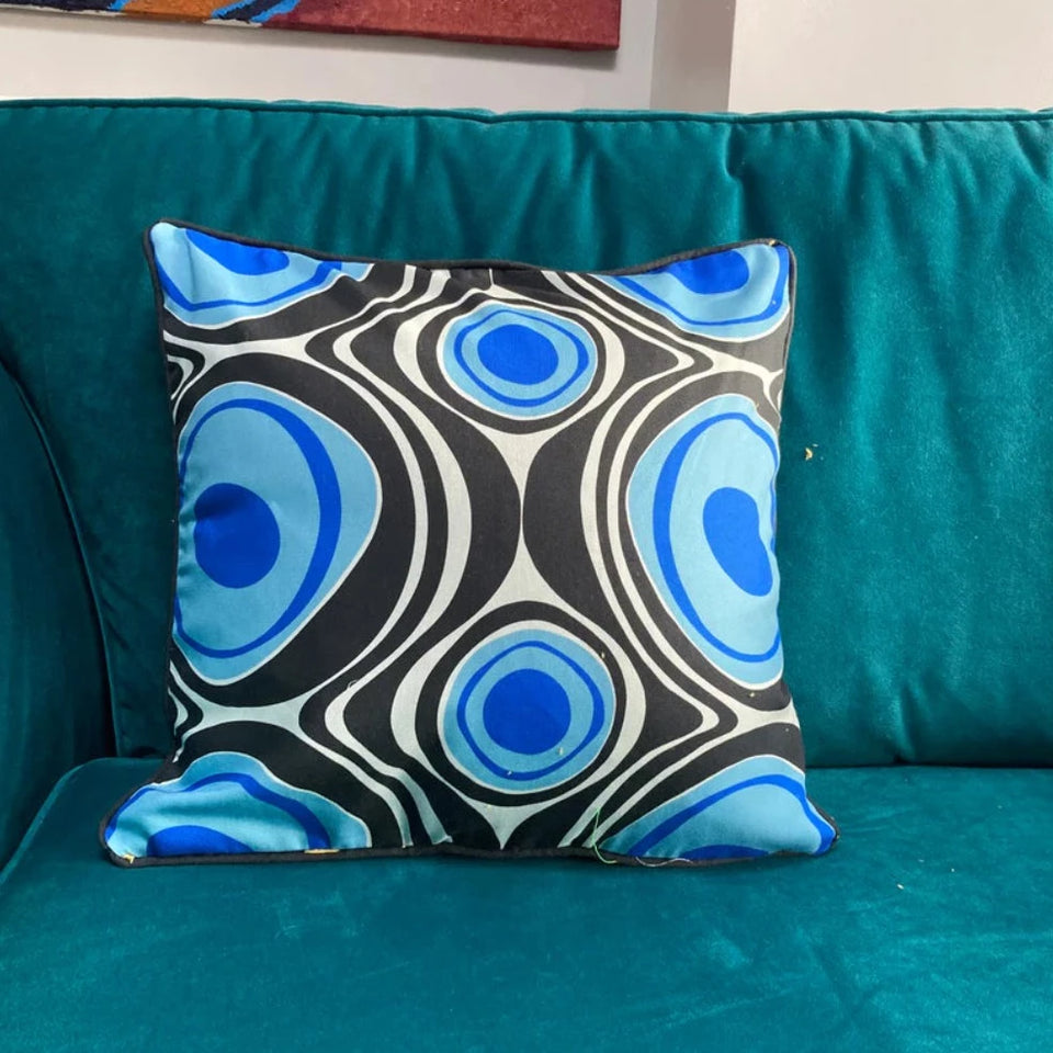 Blue 70s Circles Cushion