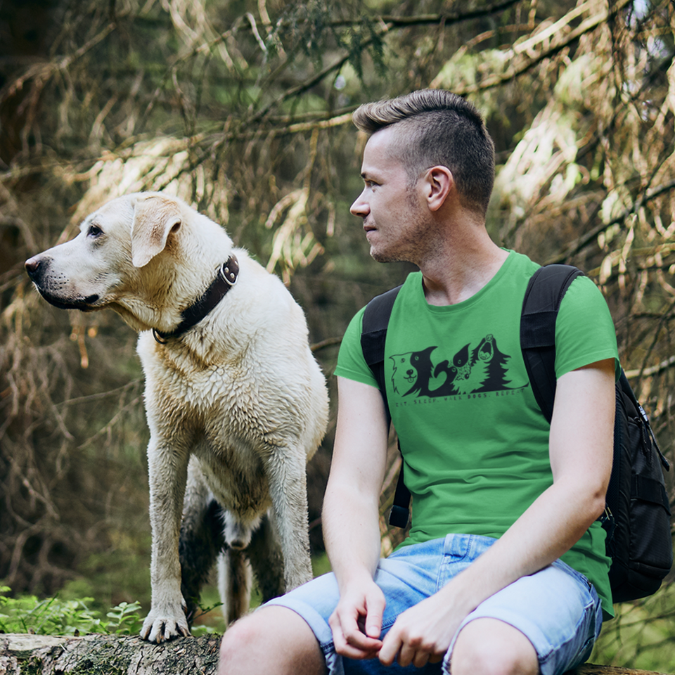 Eat, sleep, walk dogs, repeat - Zak and Co Tee - Unisex Organic Cotton T-shirt