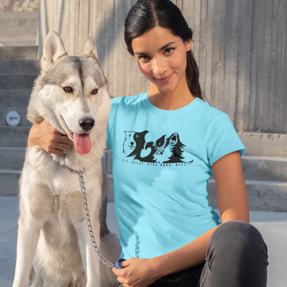 Eat, sleep, walk dogs, repeat - Zak and Co Tee - Unisex Organic Cotton T-shirt