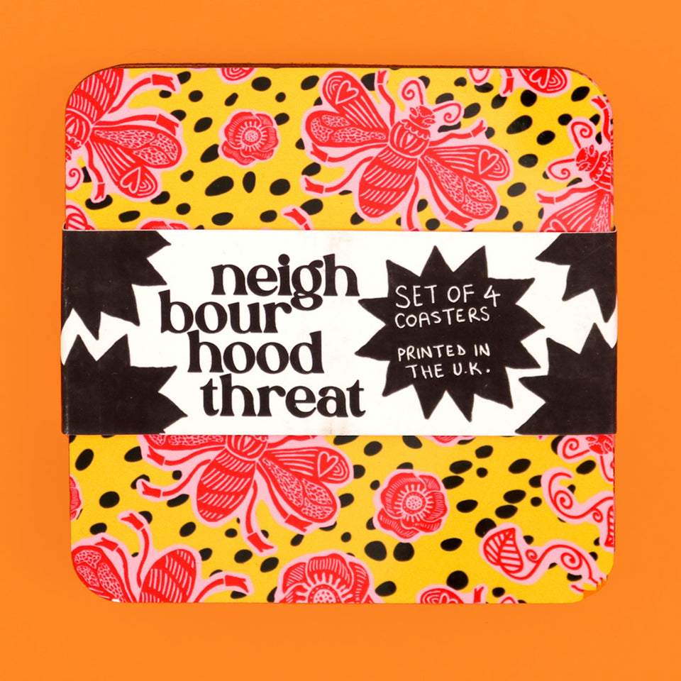Yellow Bee Coasters by The Neighbourhood Threat