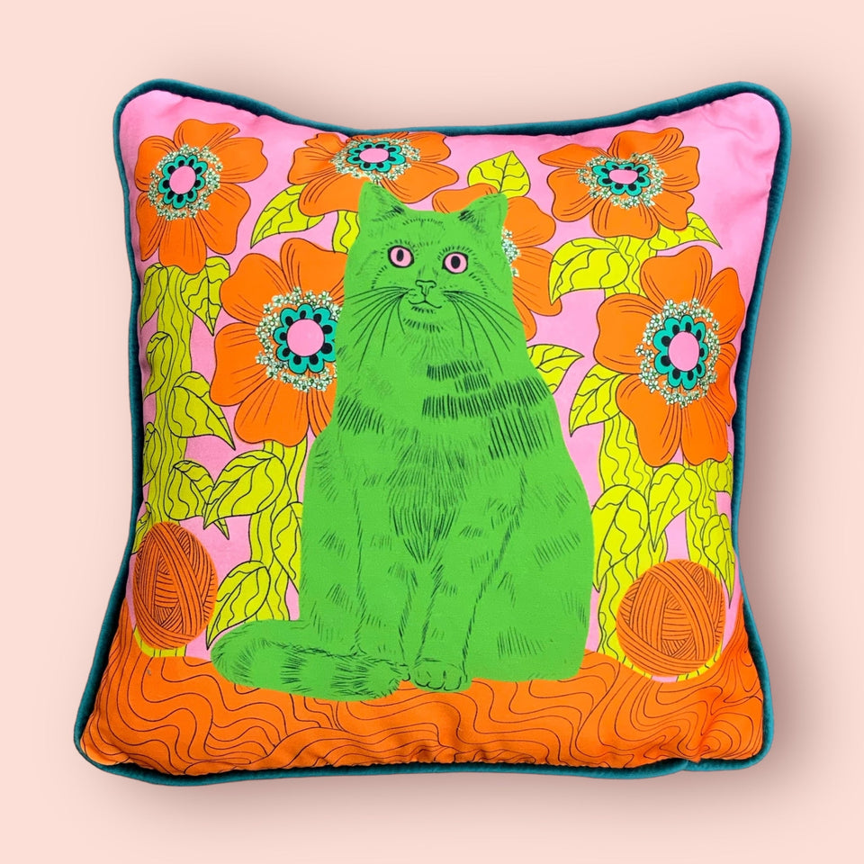 Andy The Cat Cushion - by The Neighbourhood Threat