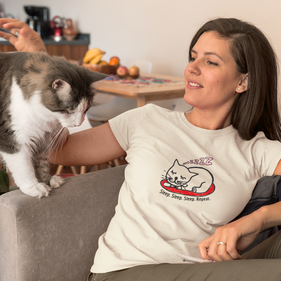 Sleep Sleep Sleep Repeat - Cat Tee - Women's Organic Cotton T-shirt