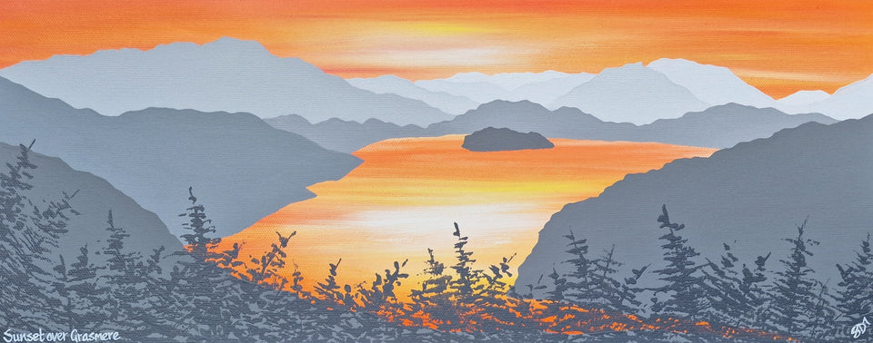 Original - Sunset over Grasmere - 20x8" Boxed Canvas