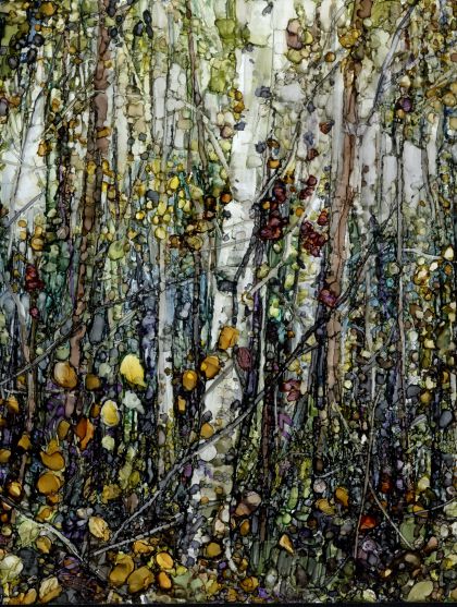 Portrait Abstract Forest - Print of alcohol inks by Sarah Stoker