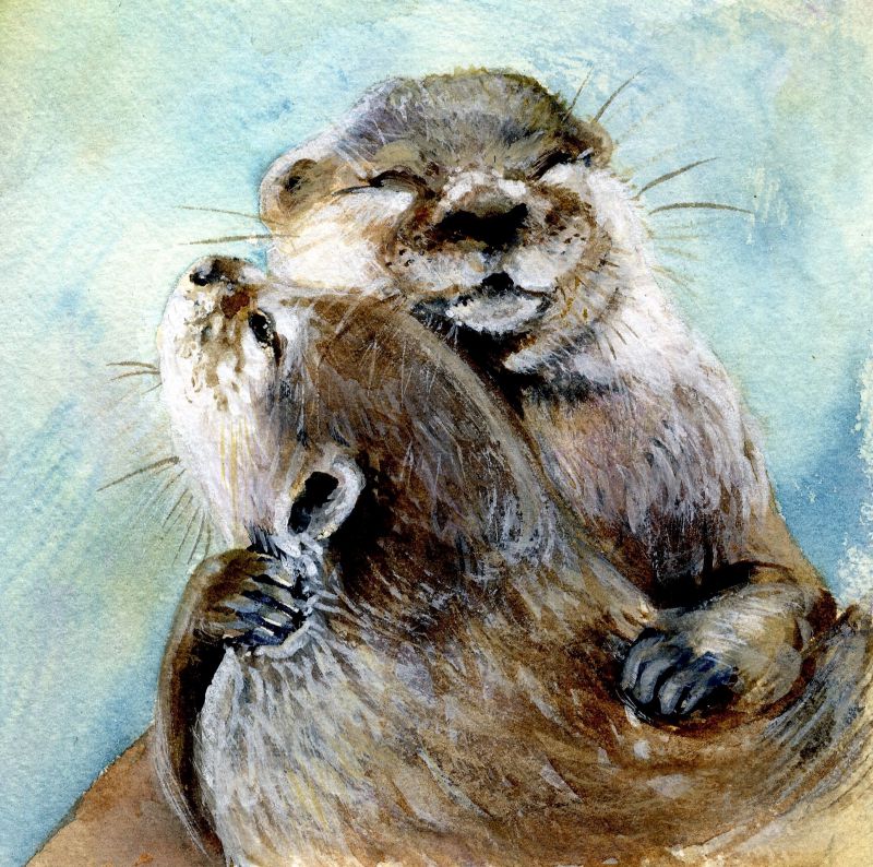 Otter Love - print of original watercolour by Sarah Stoker