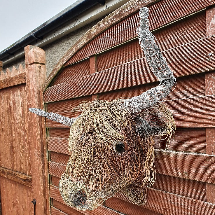 Highland Cow Wall Hanging - Wire Sculpture by John McManus Art