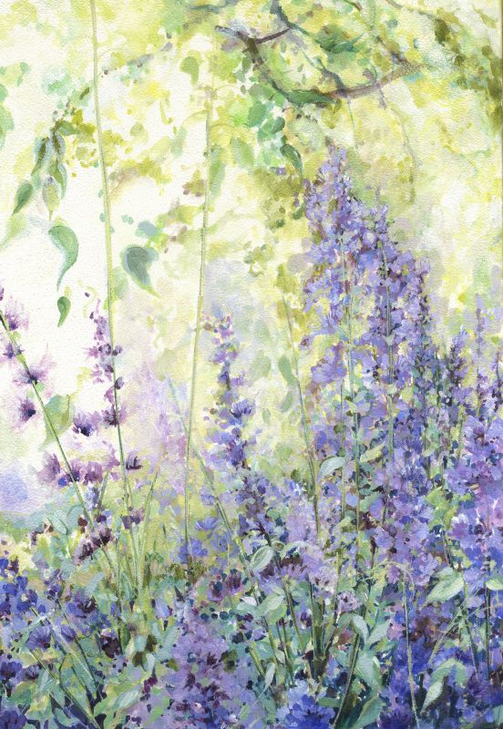 Purple Floral - Print from an original watercolour by Sarah Stoker