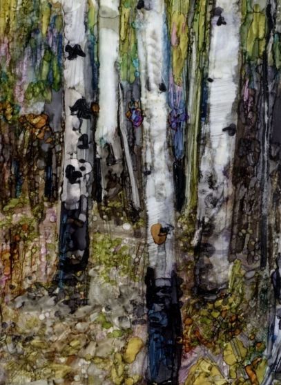 Abstract Birch - Print of alcohol inks by Sarah Stoker