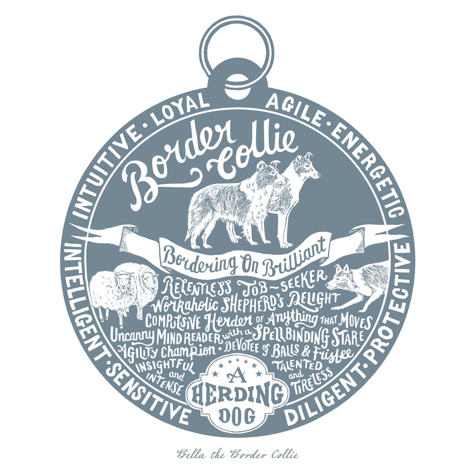 Dog Tag prints - 12 Colours, 27 Breeds Available