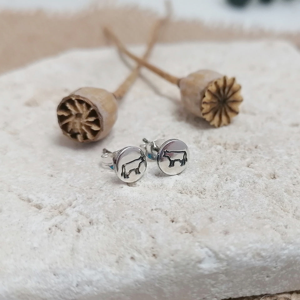 Stud Earrings - Farm Animal Collection - Recycled Sterling Silver