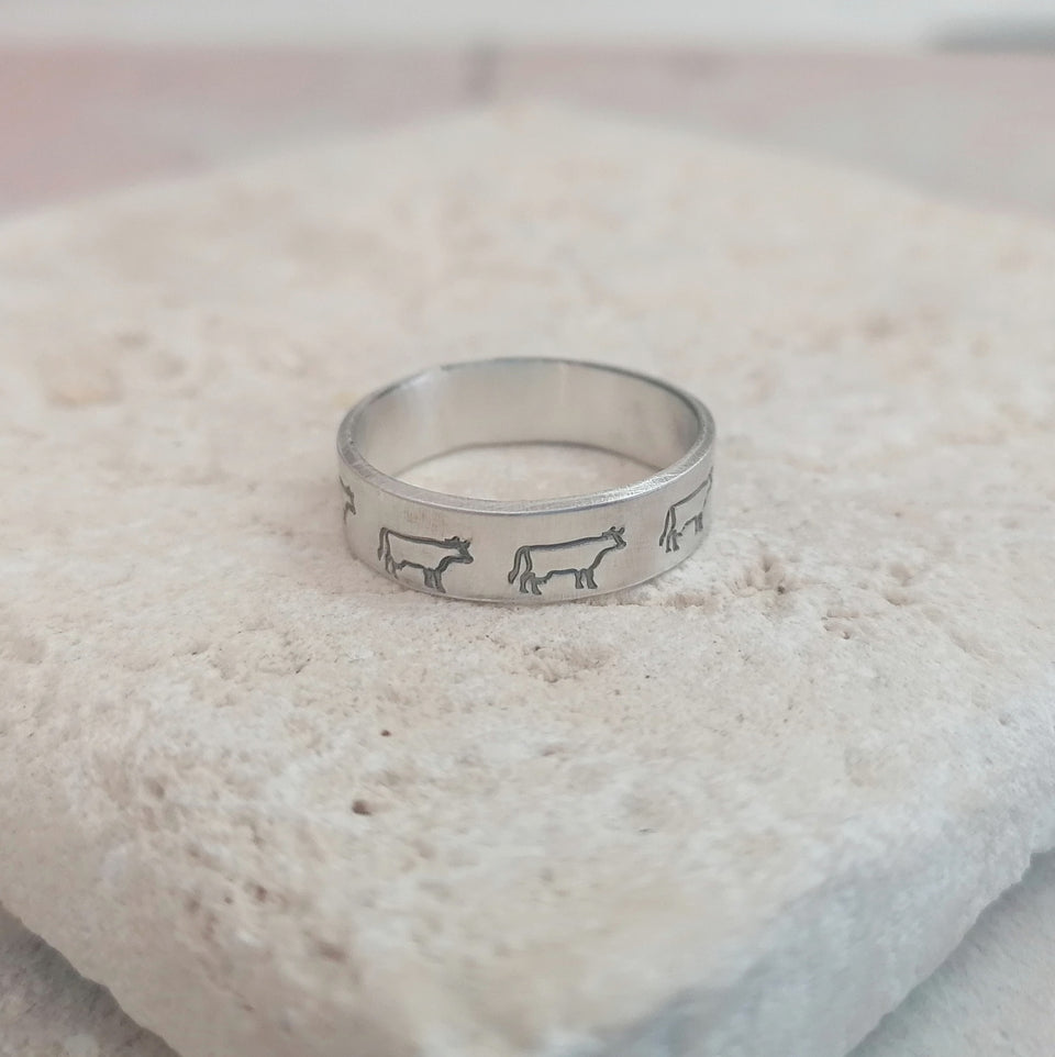 Farm Animal Rings: chickens, cows, pigs or sheep - Recycled Sterling Silver