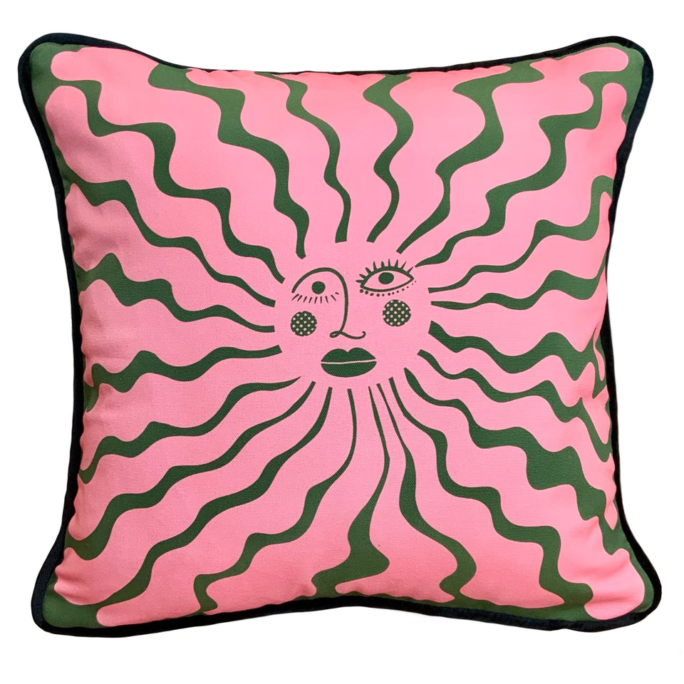 Green/Pink Wavy Sunshine Cushion