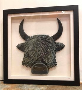 'Highland Cow' - Framed Lakeland Slate