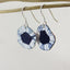 Dangle Copper Earrings in Blue and White Enamel with Hand Drawn Pattern