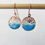 Enamel and Textured Copper Dangle Earrings with Dark Turquoise Enamel
