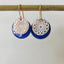 Double Disc with Royal Blue and White Enamel over Textured Copper