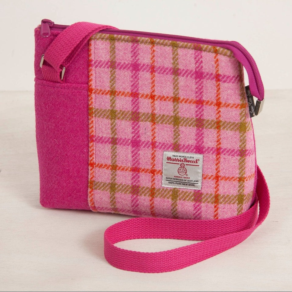 Harris Tweed Crossbody Bag - Pink