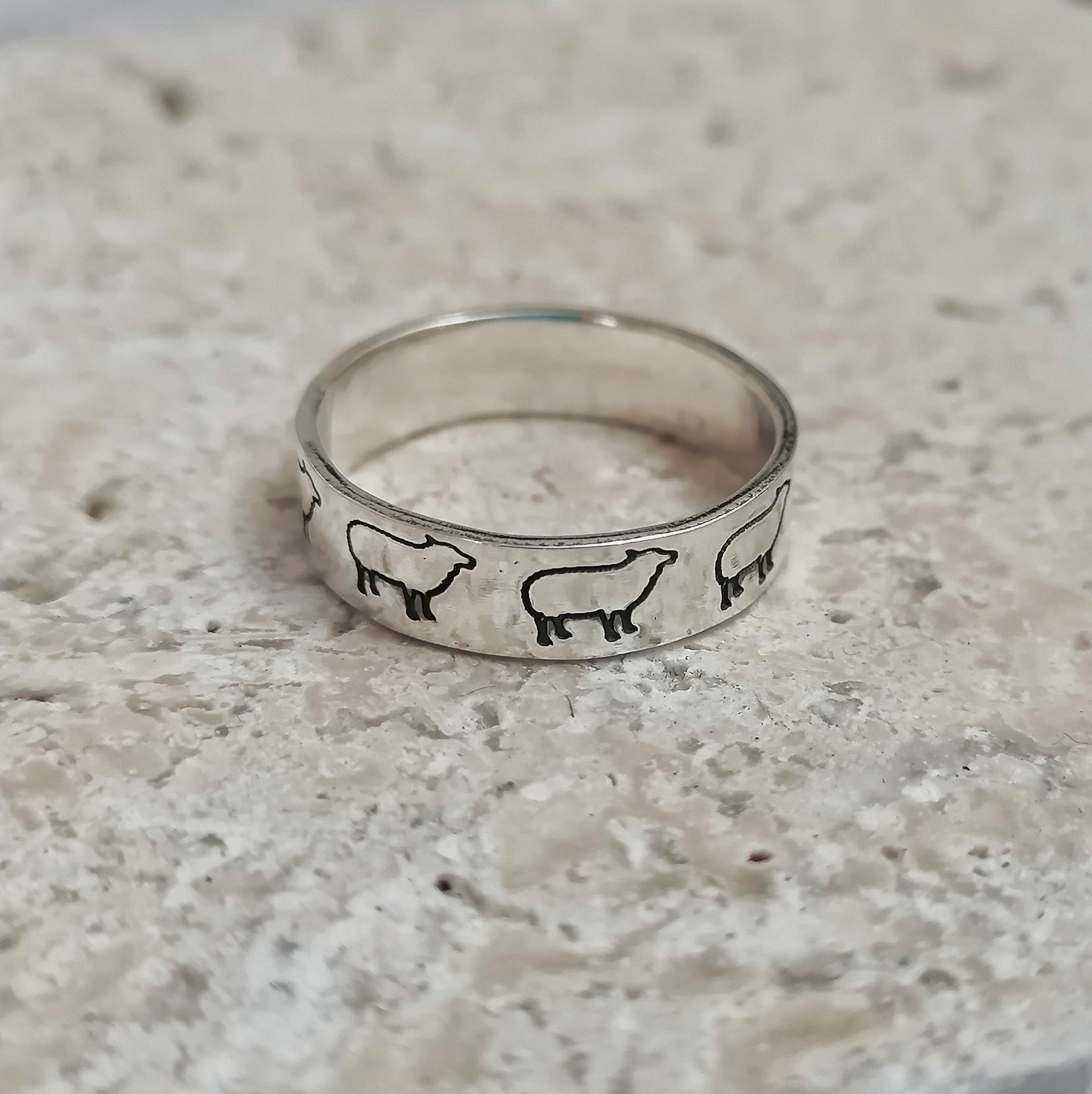 Vintage Sterling Silver Ring 925 Size 7.5 Pig popular Animal Farm Band