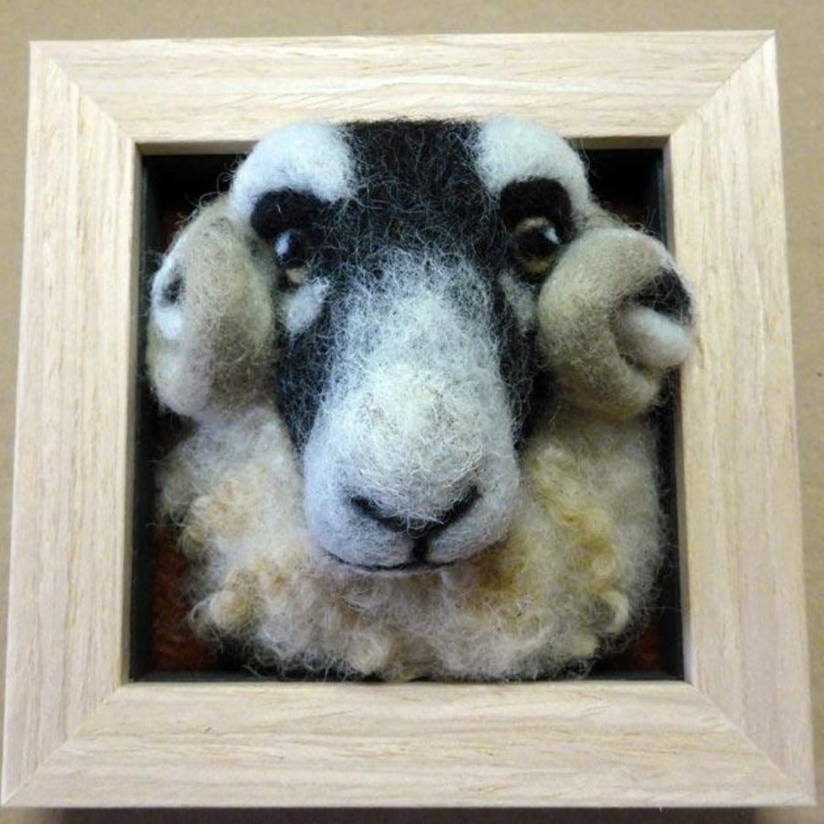 Swaledale Sheep - Needle-felt in Small Box Frame